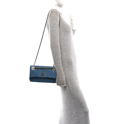 Chanel Denim Quilted Eyes On You Flap Blue 3 of 23