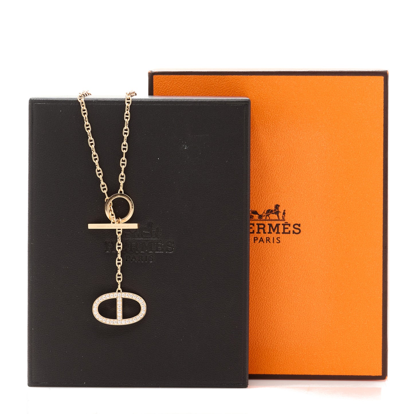 18K Rose Gold Diamond GM Chaine D'Ancre Contour Pendant Necklace ST