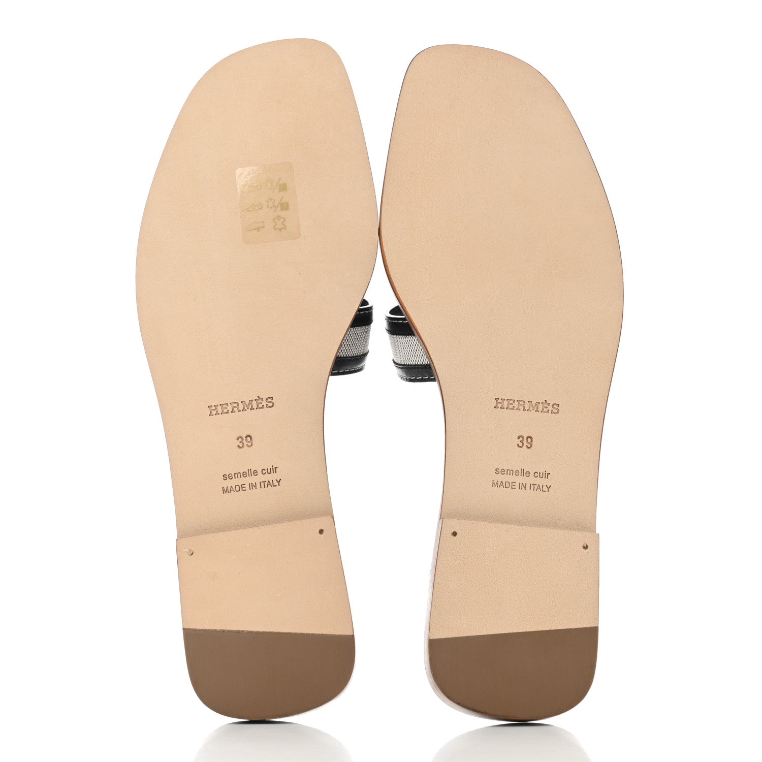 Hermes Calfskin Canvas Oran Sandals 39 Black 5 of 9