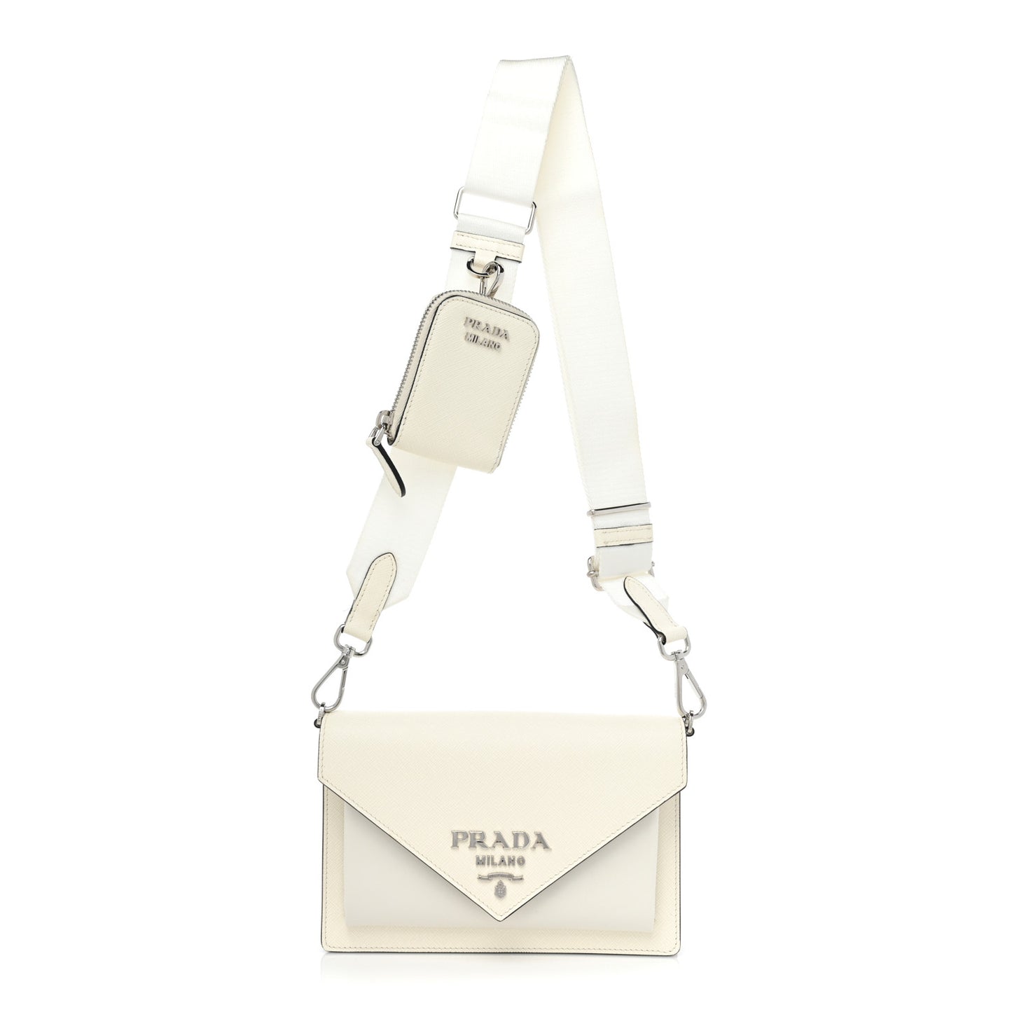 Saffiano City Calfskin Mini Envelope Bag White