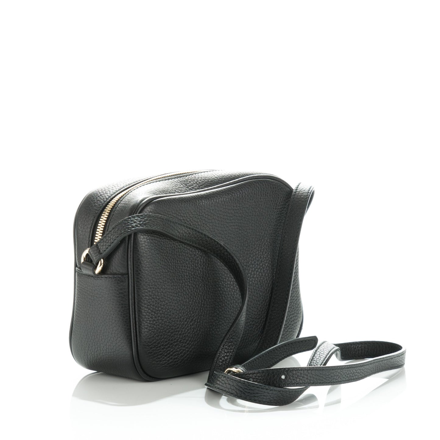 Pebbled Calfskin Small Soho Disco Bag Black