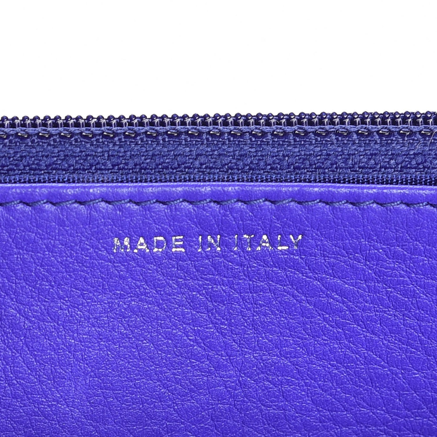 Calfskin Quilted Fancy CC Wallet On Chain WOC Blue