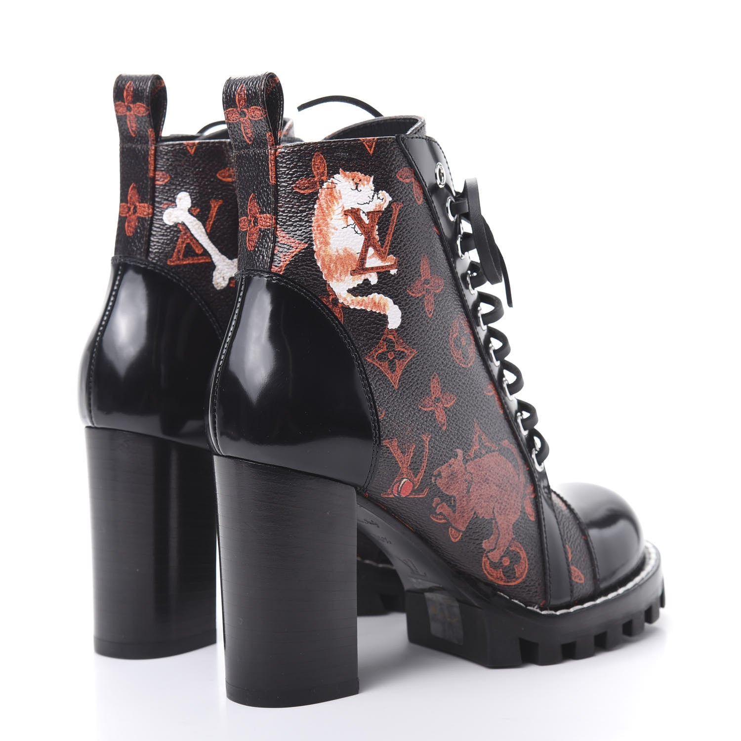 Louis Vuitton Patent Calfskin Catogram Star Trail Ankle Boots 36.5 Black Marron 4 of 6