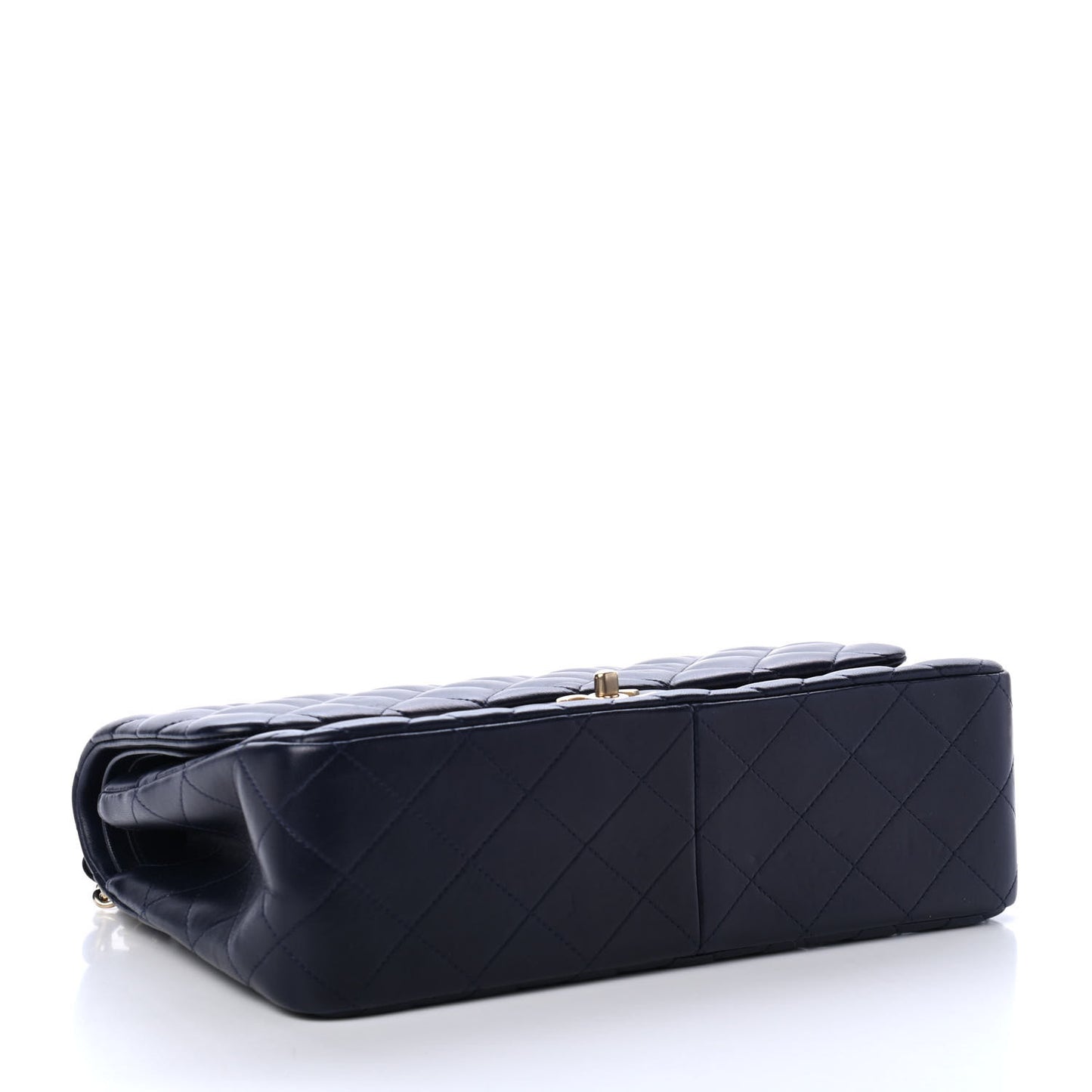 Lambskin Quilted Jumbo Double Flap Navy
