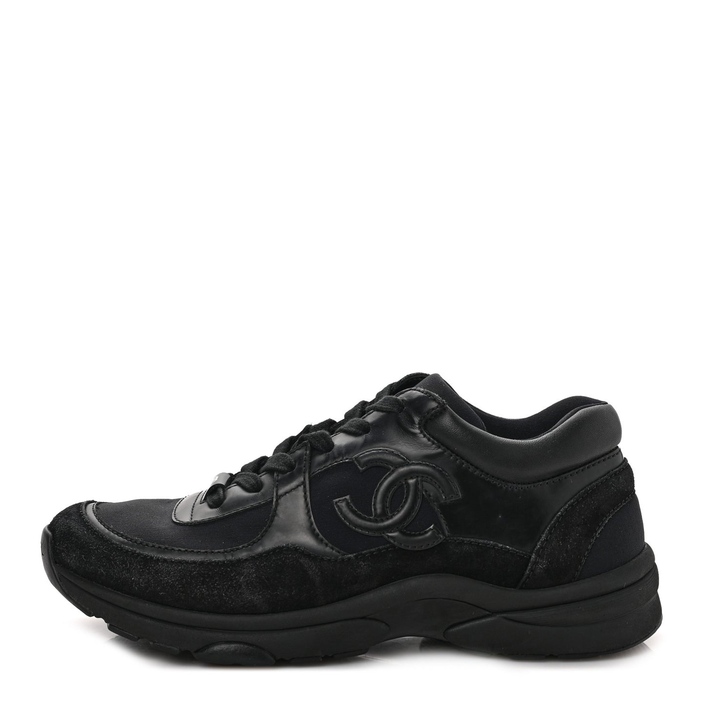 Toile Suede Calfskin CC Sneakers 38 Black