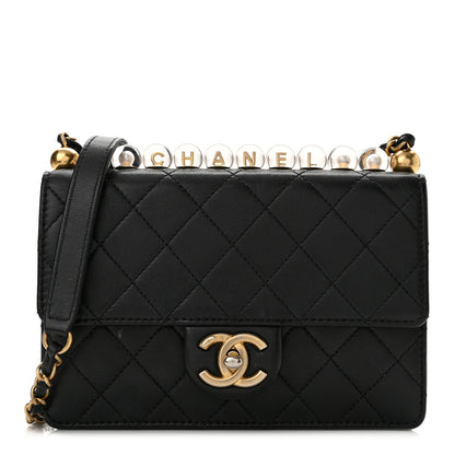 Chanel Goatskin Quilted Logo Small Chic Flap Black 1 of 11
