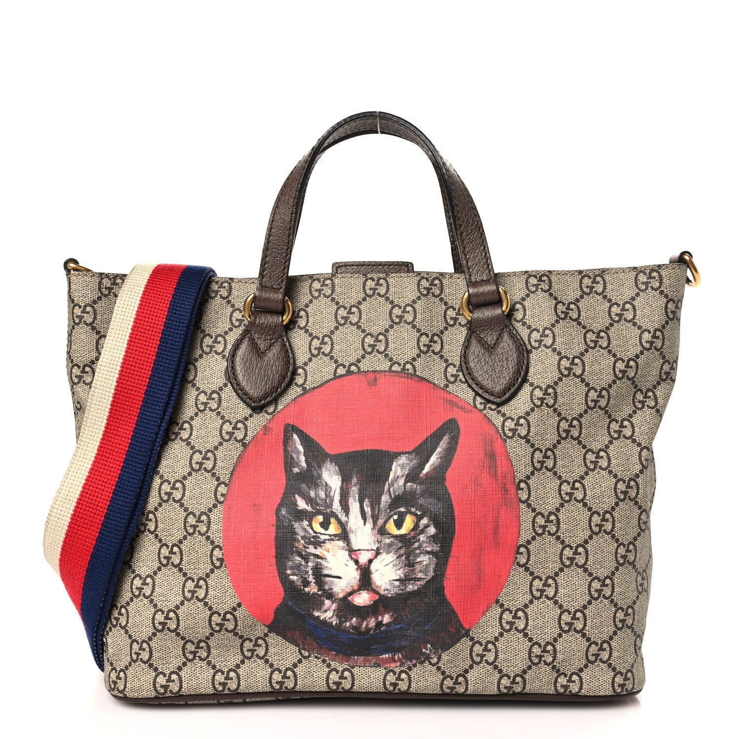 Gucci GG Supreme Monogram Mystic Cat Small Crossbody Tote Beige Malva 1 of 9