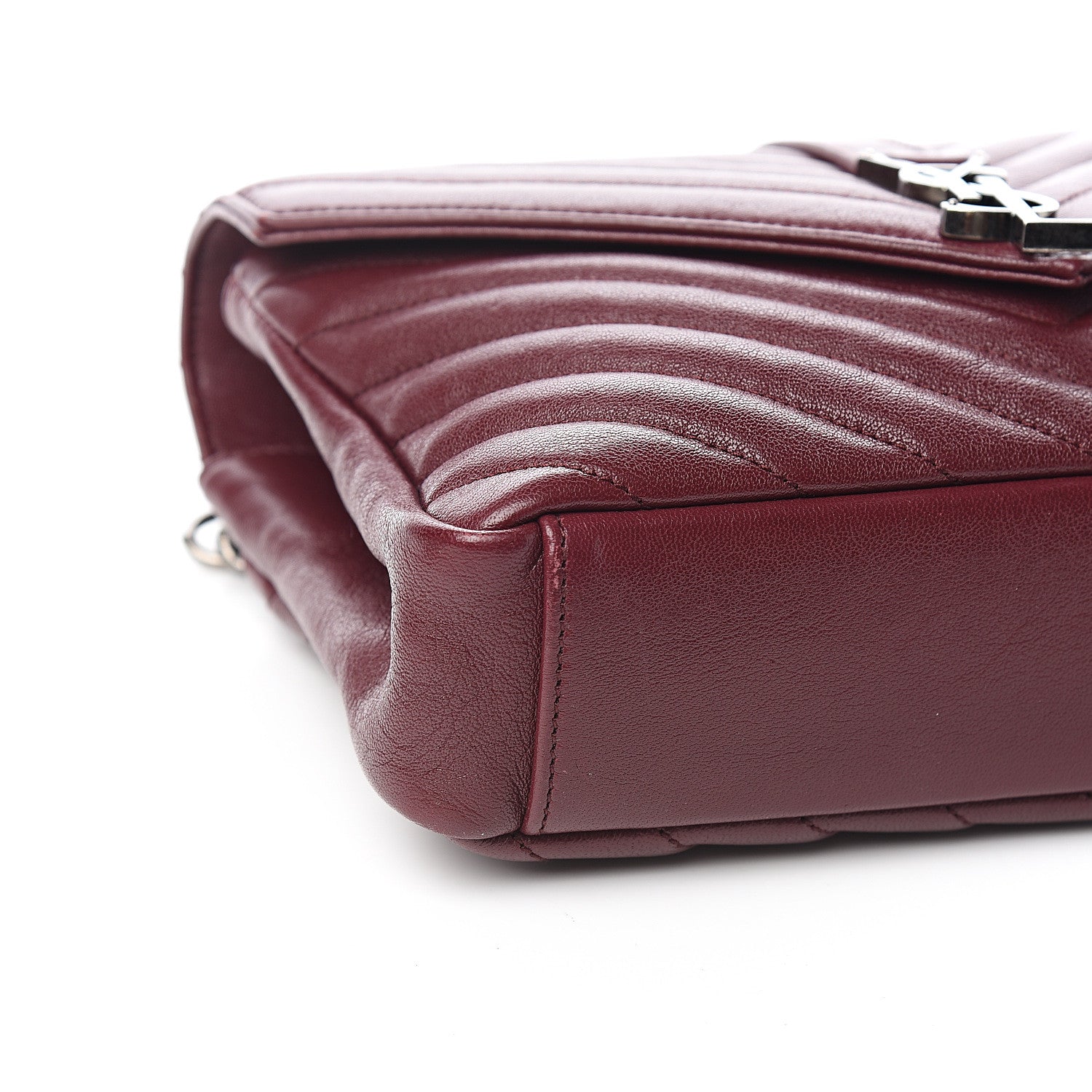 Saint Laurent Sheepskin Matelasse Chevron Monogram Medium College Bag Rouge Legion 6 of 8