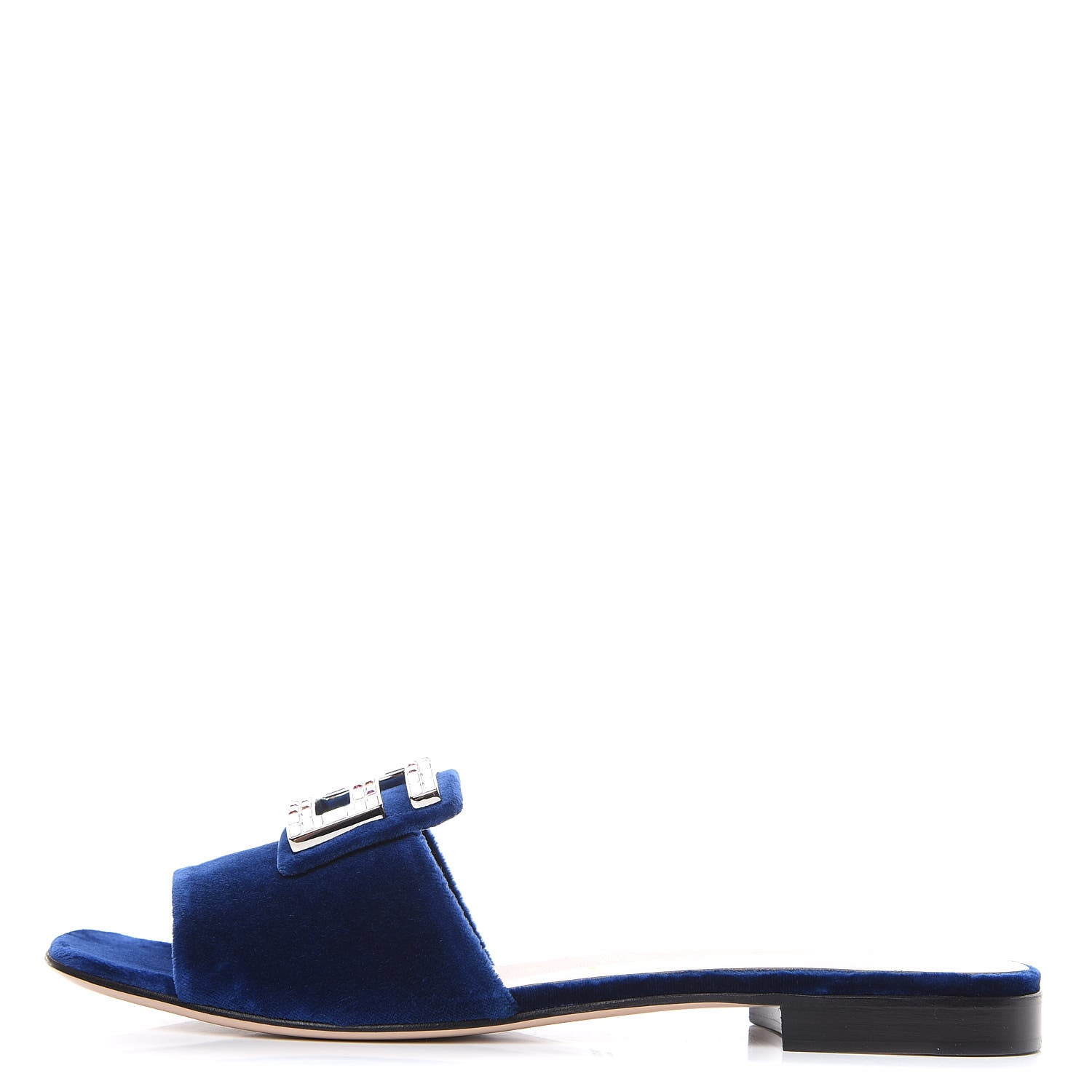 Gucci Velvet Crystal Square G Madelyn Slide Sandals 41 Cobalt Blue 1 of 10