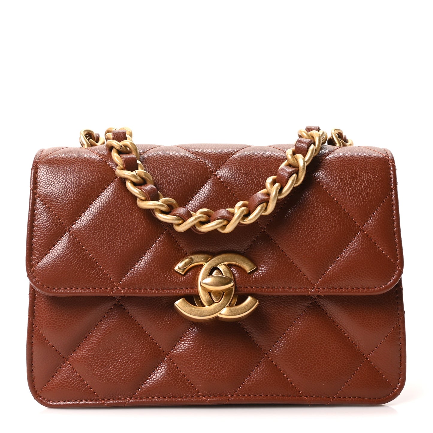 Caviar Quilted CC Mini Flap Brown