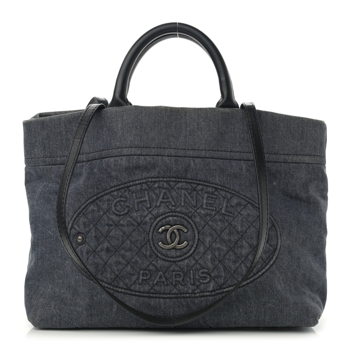 Denim CC Logo Tote Blue