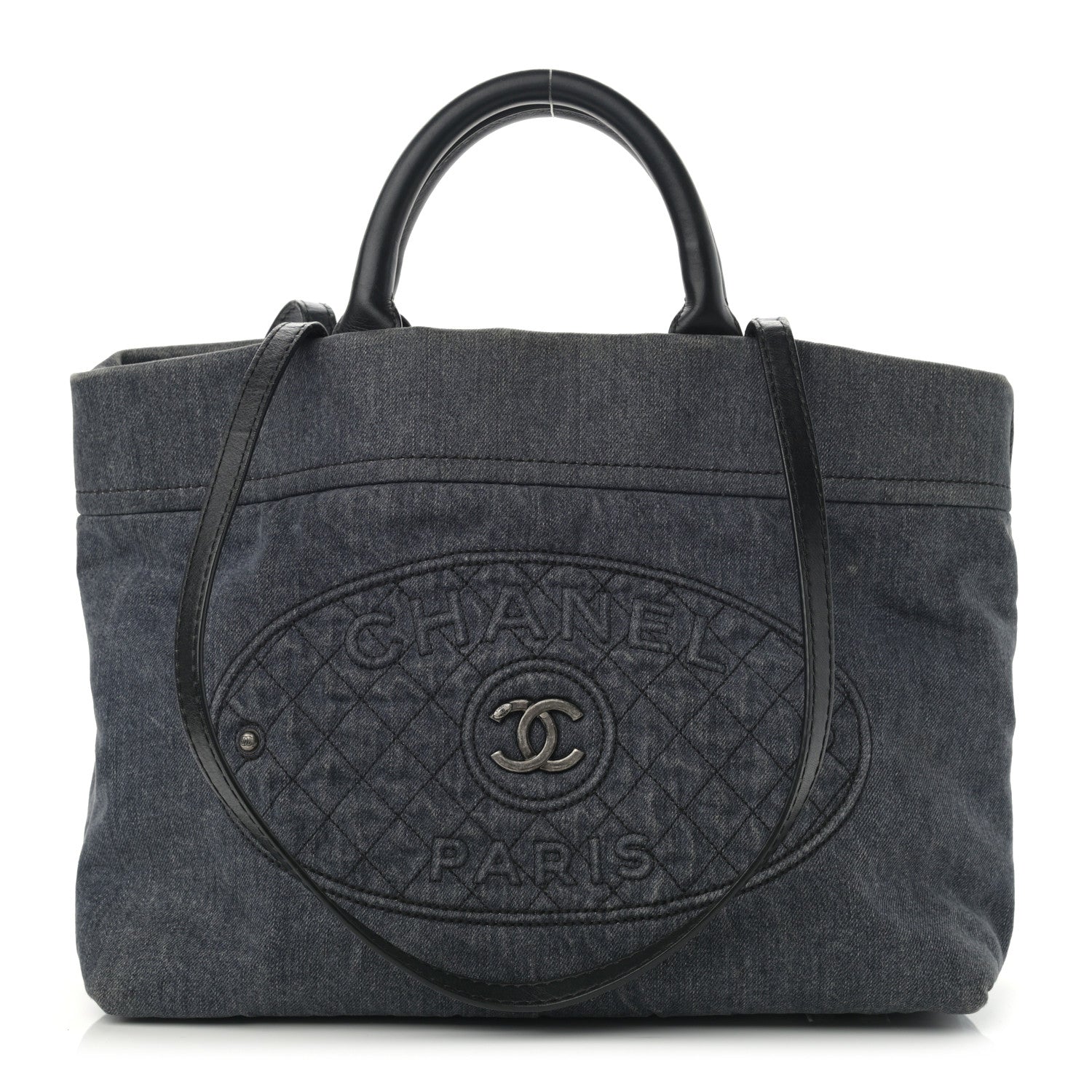 Chanel Denim CC Logo Tote Blue 1 of 10