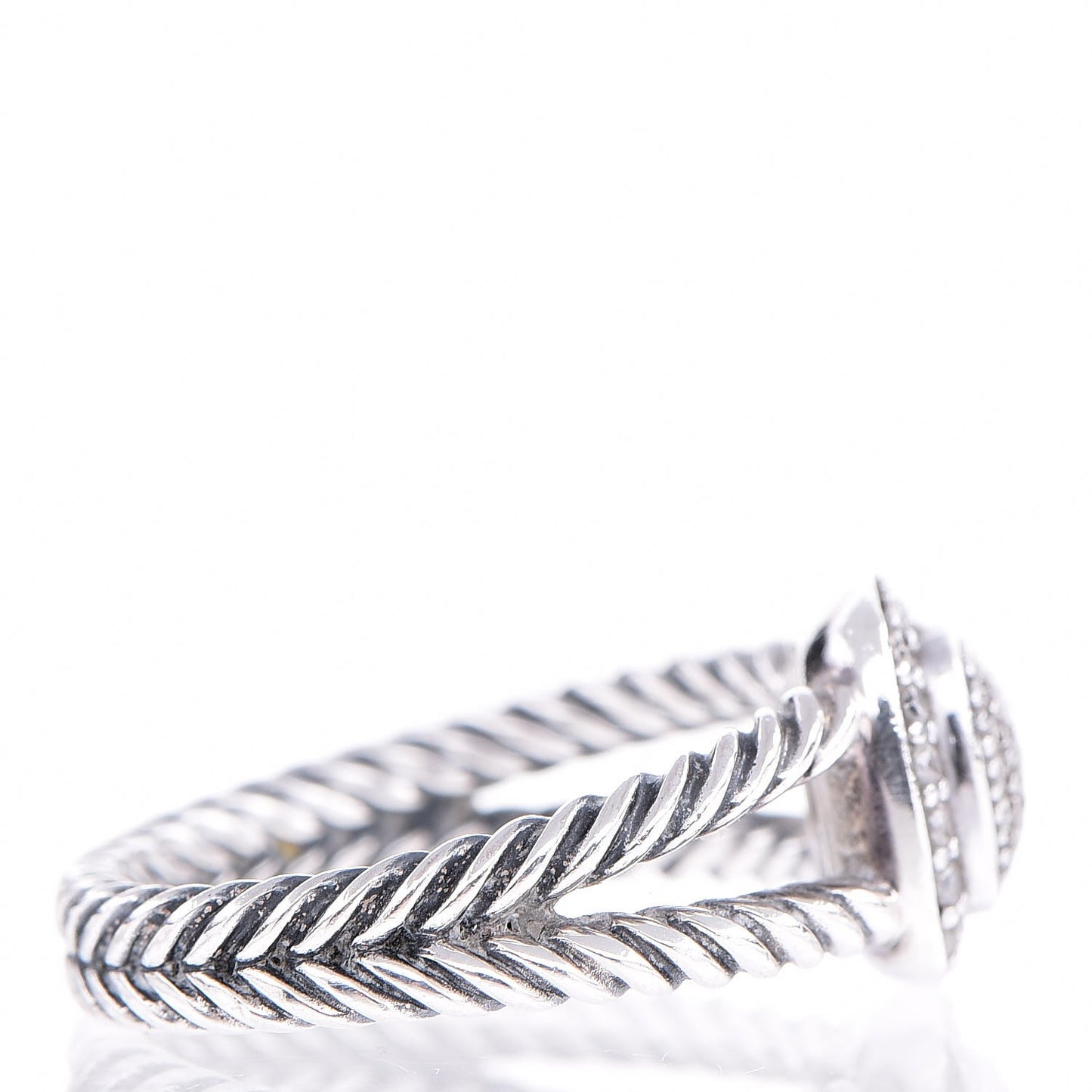 Sterling Silver Diamond 7mm Petite Albion Pave Ring 57 8