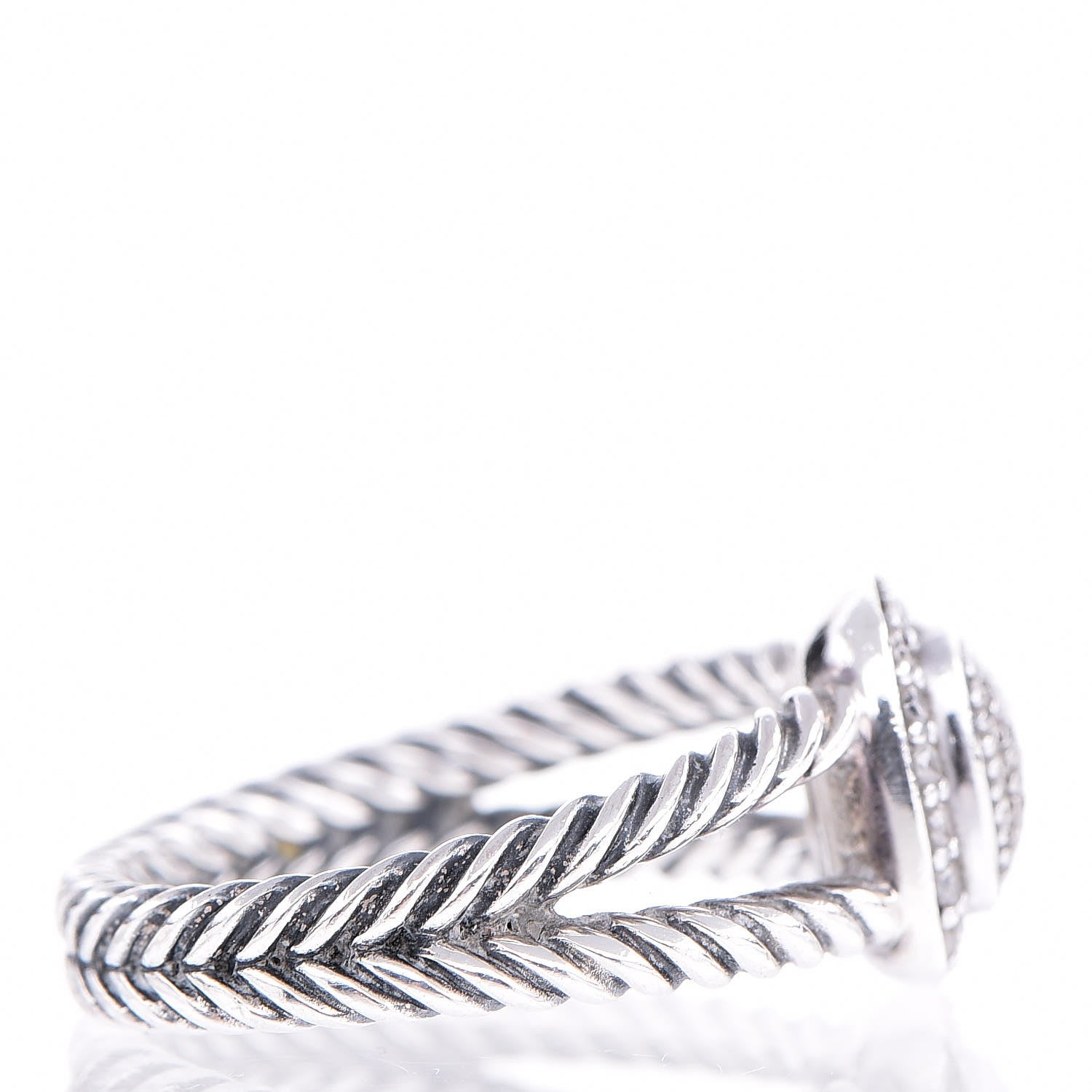 David Yurman Sterling Silver Diamond 7mm Petite Albion Pave Ring 57 8 11 of 12