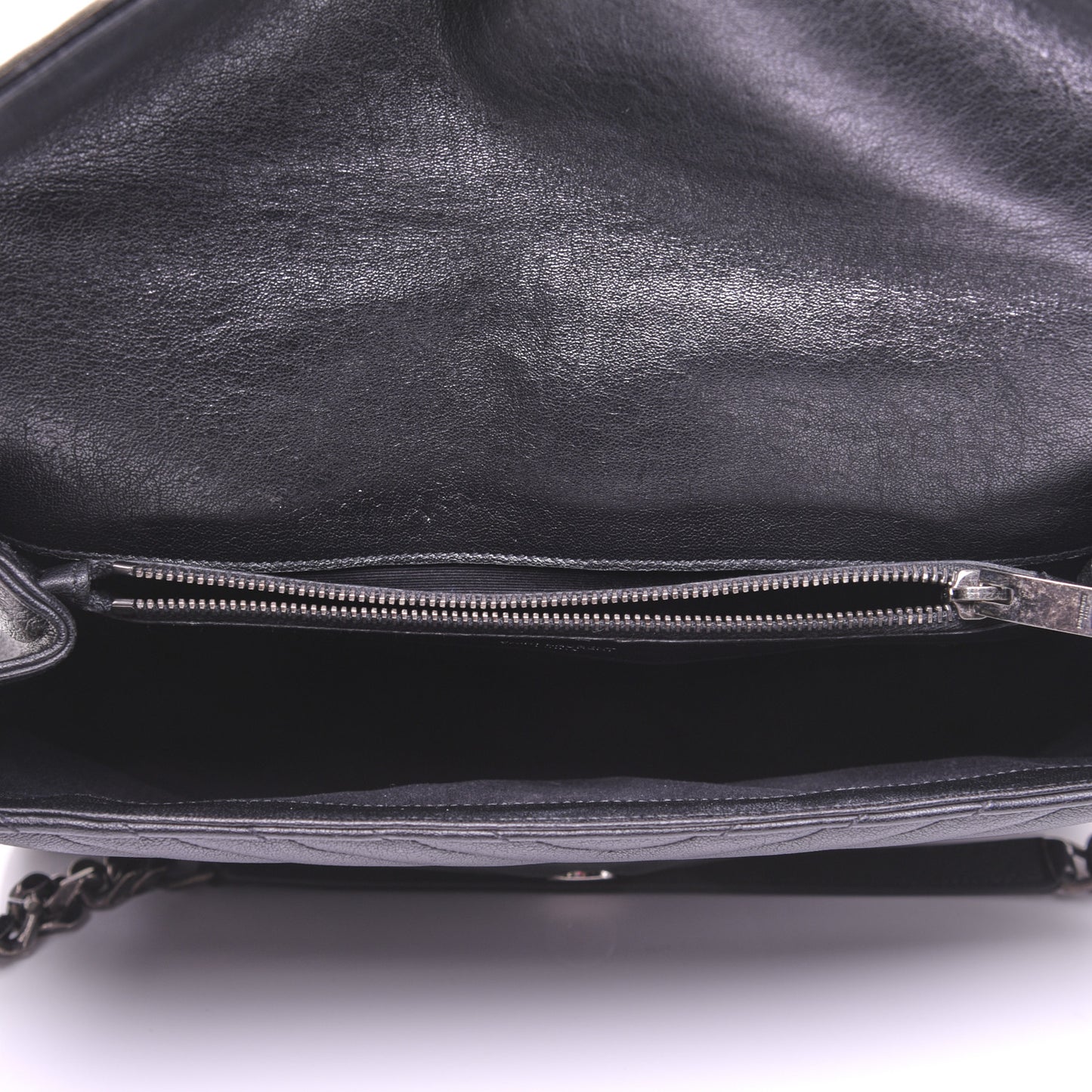 Sheepskin Matelasse Chevron Monogram Large College Satchel Black