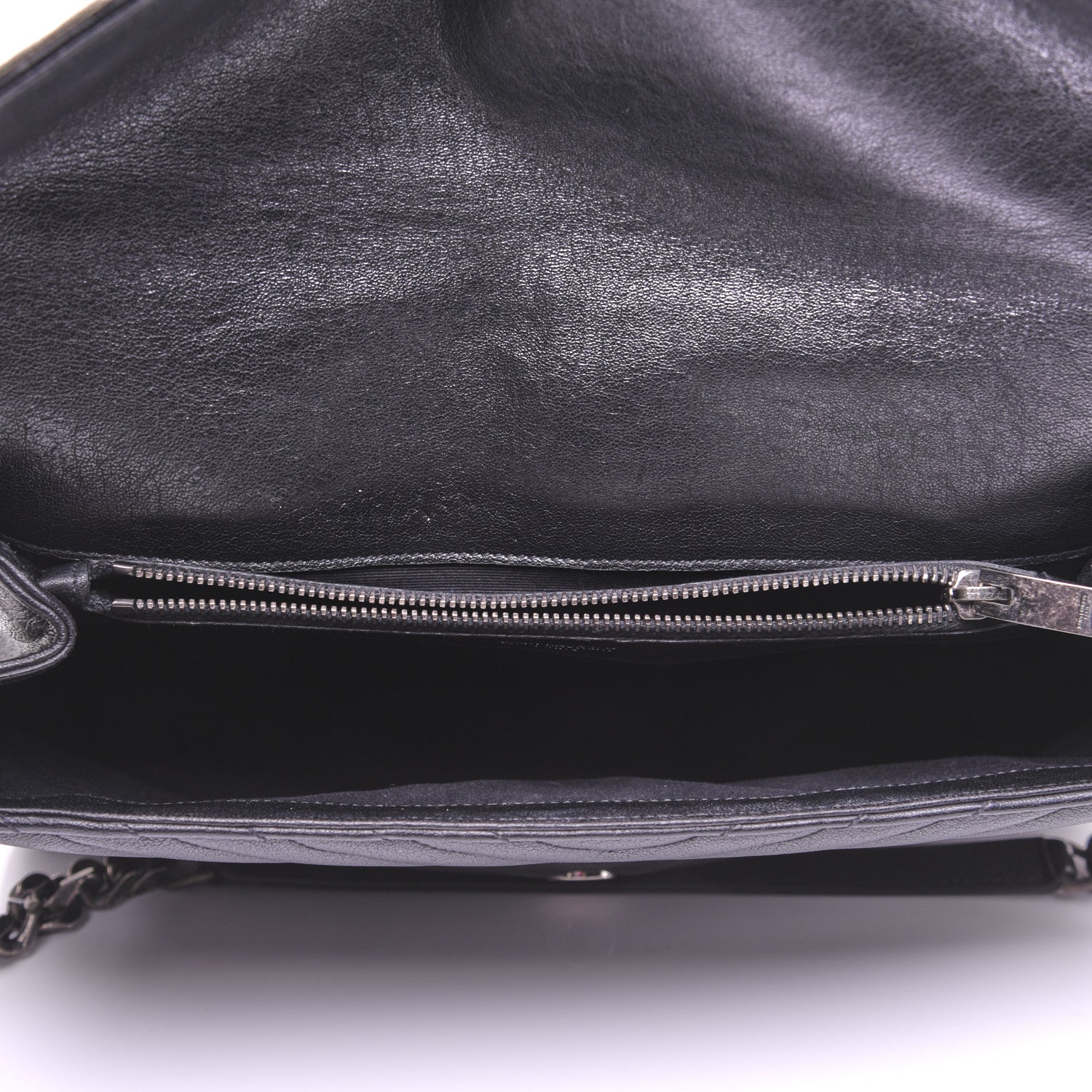 Saint Laurent Sheepskin Matelasse Chevron Monogram Large College Satchel Black 8 of 31