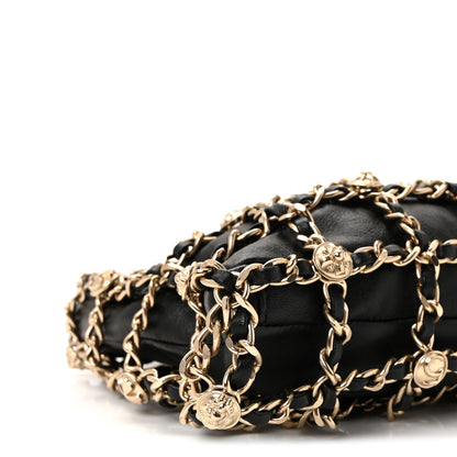 Chanel Lambskin Chain Frame Medallion Shoulder Bag Black 9 of 10