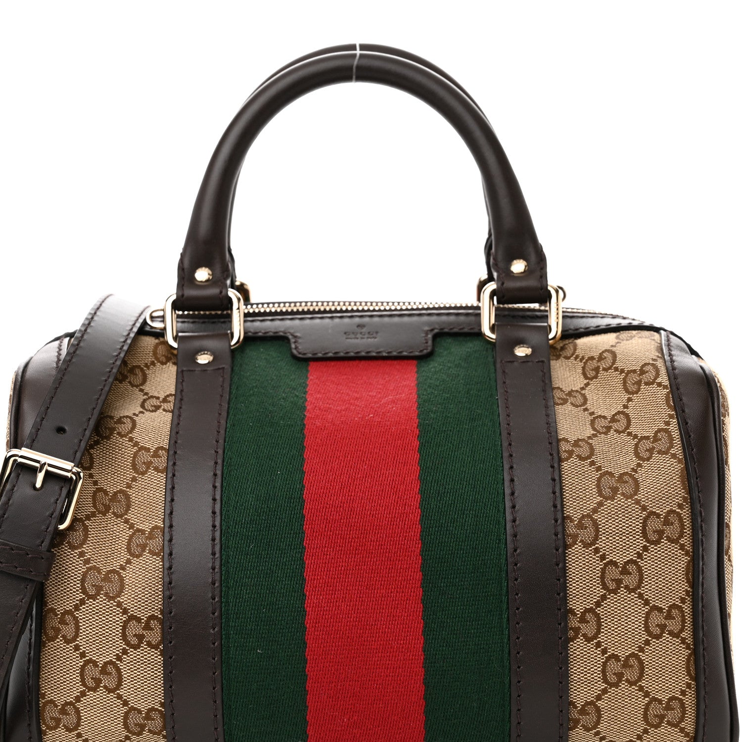 Gucci Monogram Vintage Web Small Boston Dark Brown 8 of 11