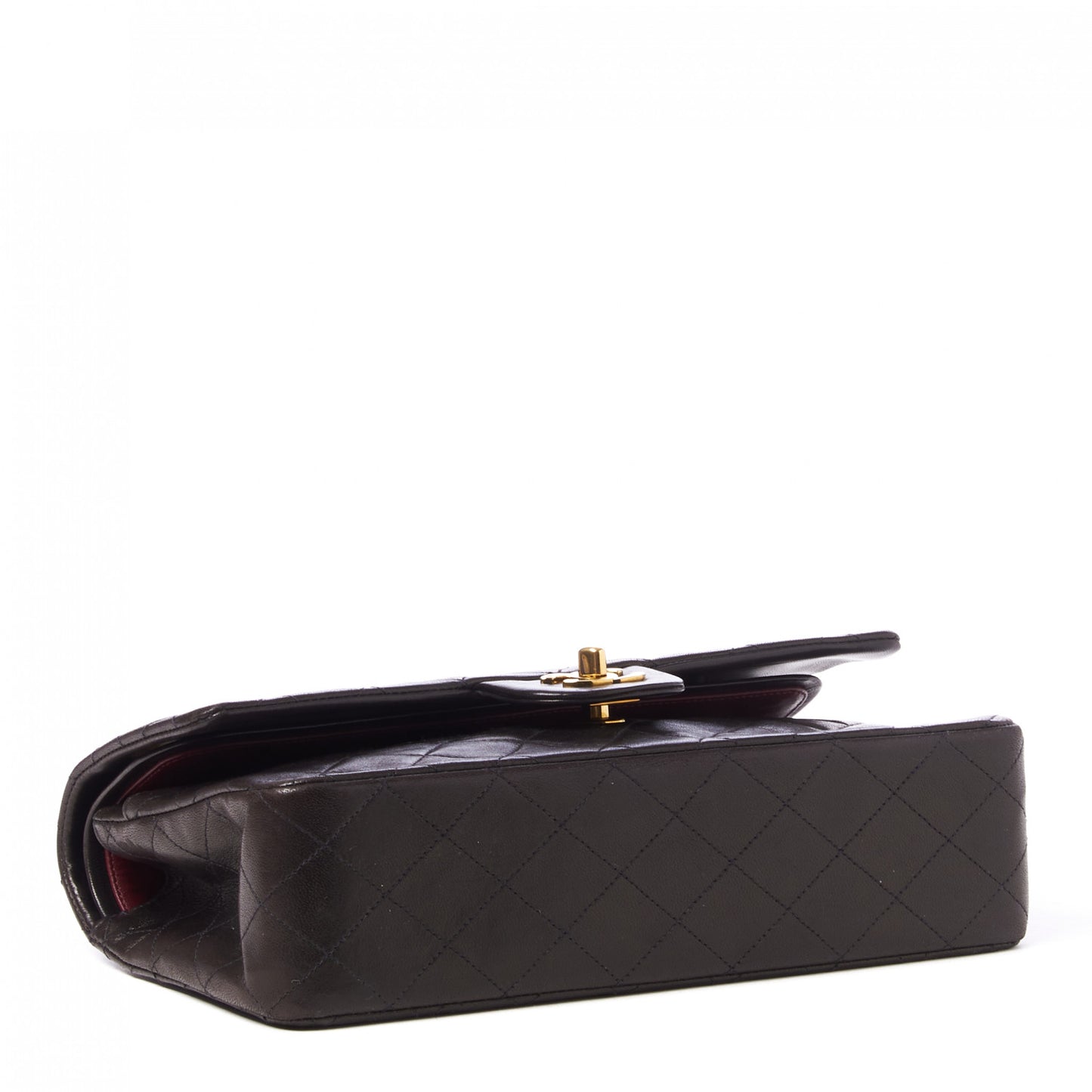 Lambskin Quilted Medium Double Flap Black