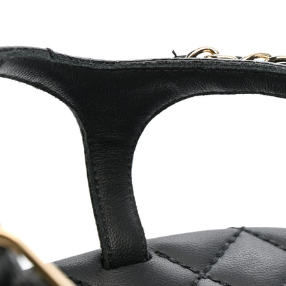 Chanel Crumpled Calfskin Chain Sandals 38 Black 10 of 12