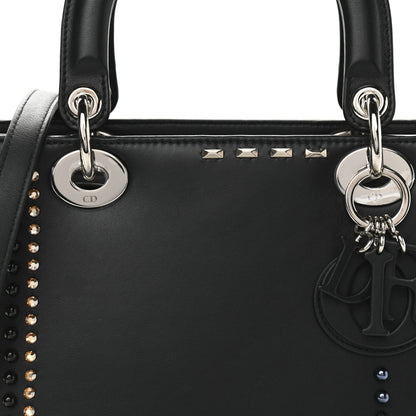 Christian Dior Calfskin Studded Medium Lady Dior Black 9 of 11