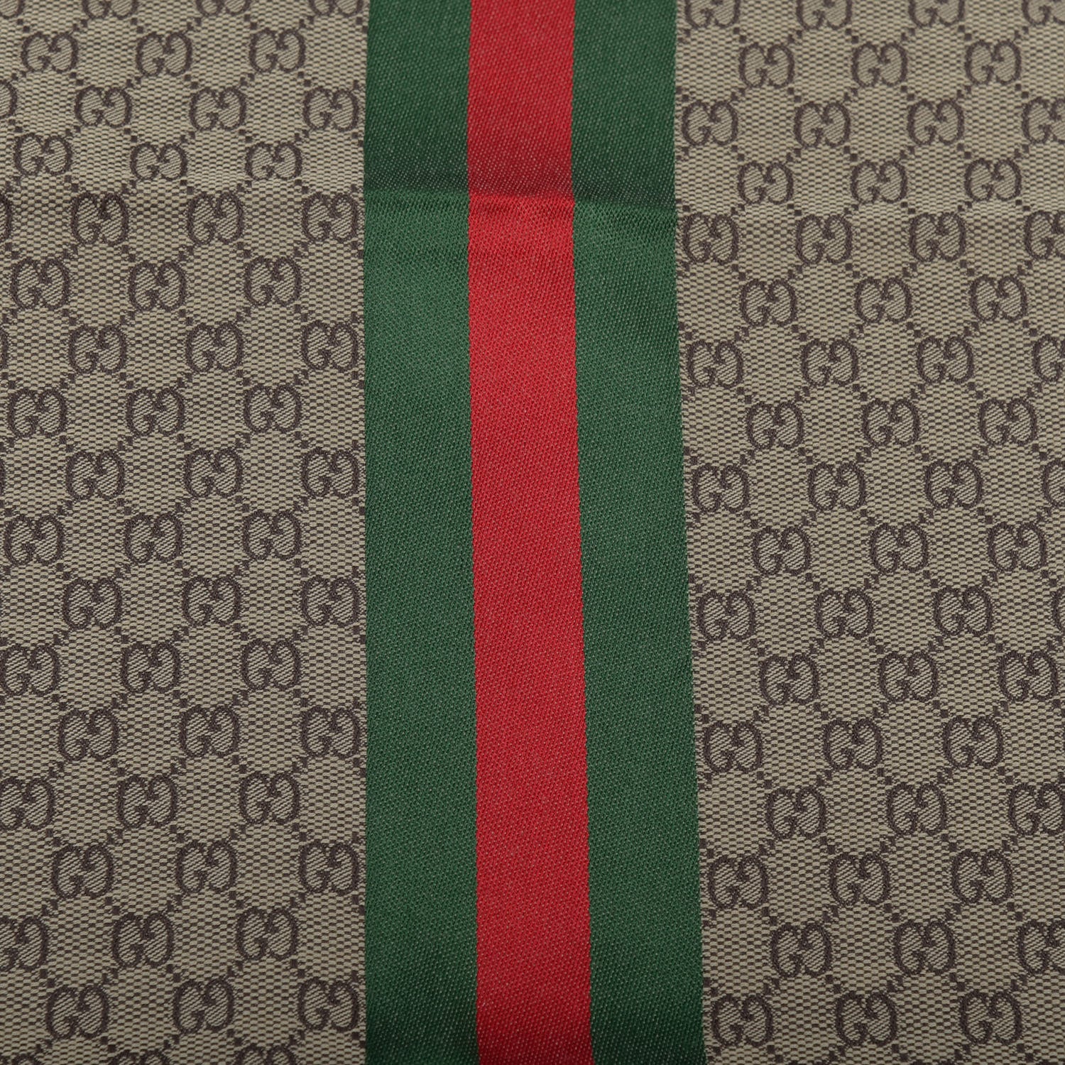 Gucci Wool Silk GG Monogram Web Verbier Fringe Scarf Light Brown Dark Green 3 of 5