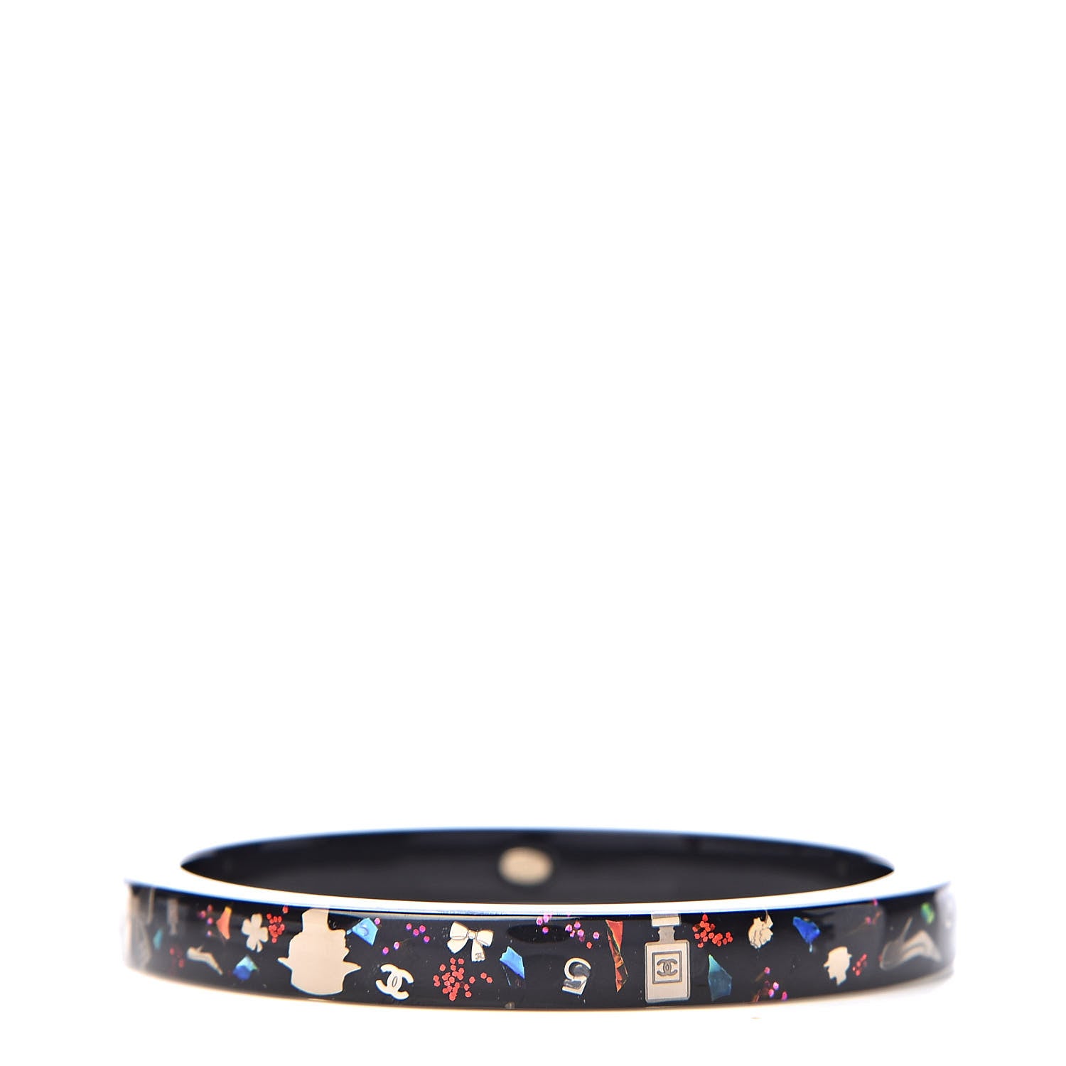 Chanel Lucite Glitter CC Bangle Black 1 of 5