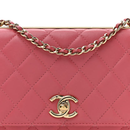 Chanel Lambskin Quilted Trendy CC Wallet On Chain WOC Bright Pink 9 of 18