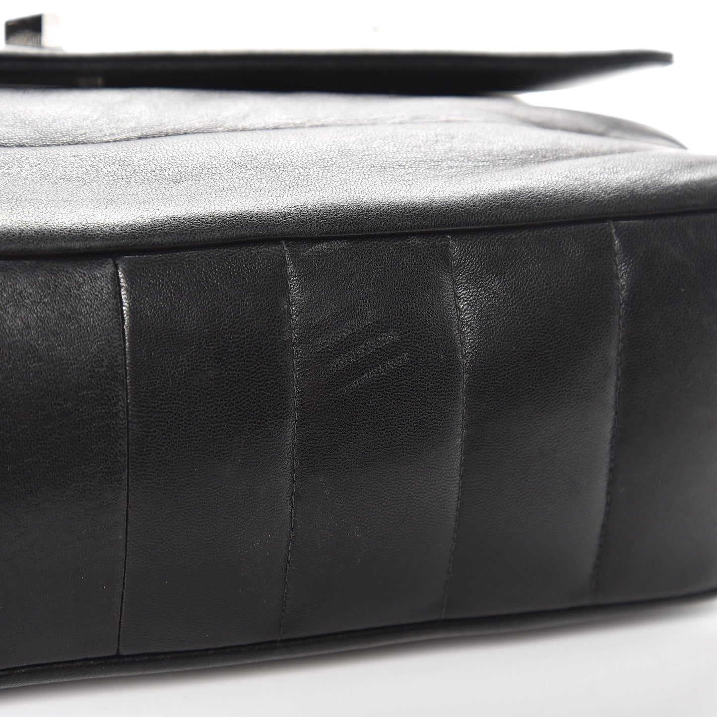 Lambskin Horizontal Quilt Jumbo Mademoiselle Flap Black