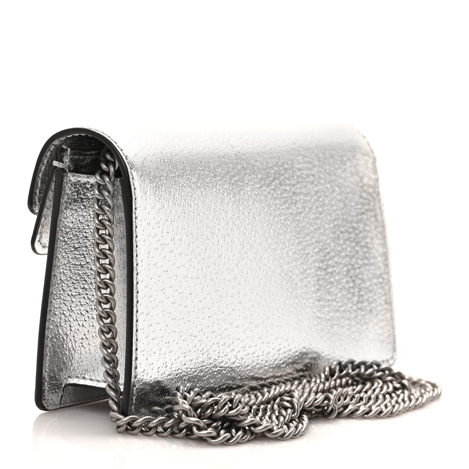 Gucci Metallic Calfskin Super Mini Dionysus Shoulder Bag Silver 2 of 7