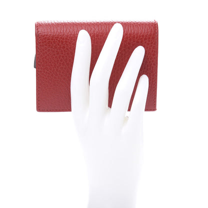 Gucci Pebbled Calfskin GG Marmont Card Case Hibiscus Red 2 of 8