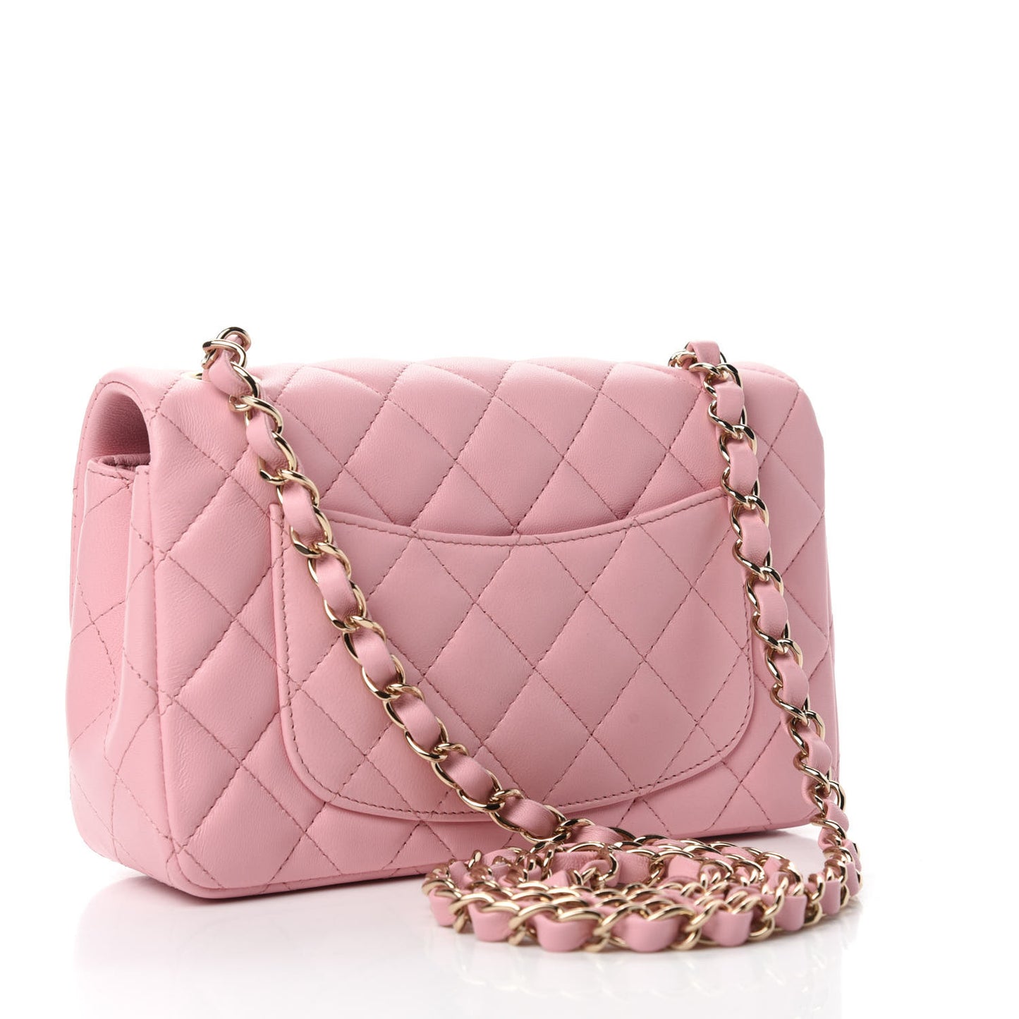 Lambskin Quilted Mini Rectangular Flap Pink