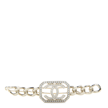 Chanel Crystal Chain CC Vendome Hair Clip Barrette Gold 1 of 4