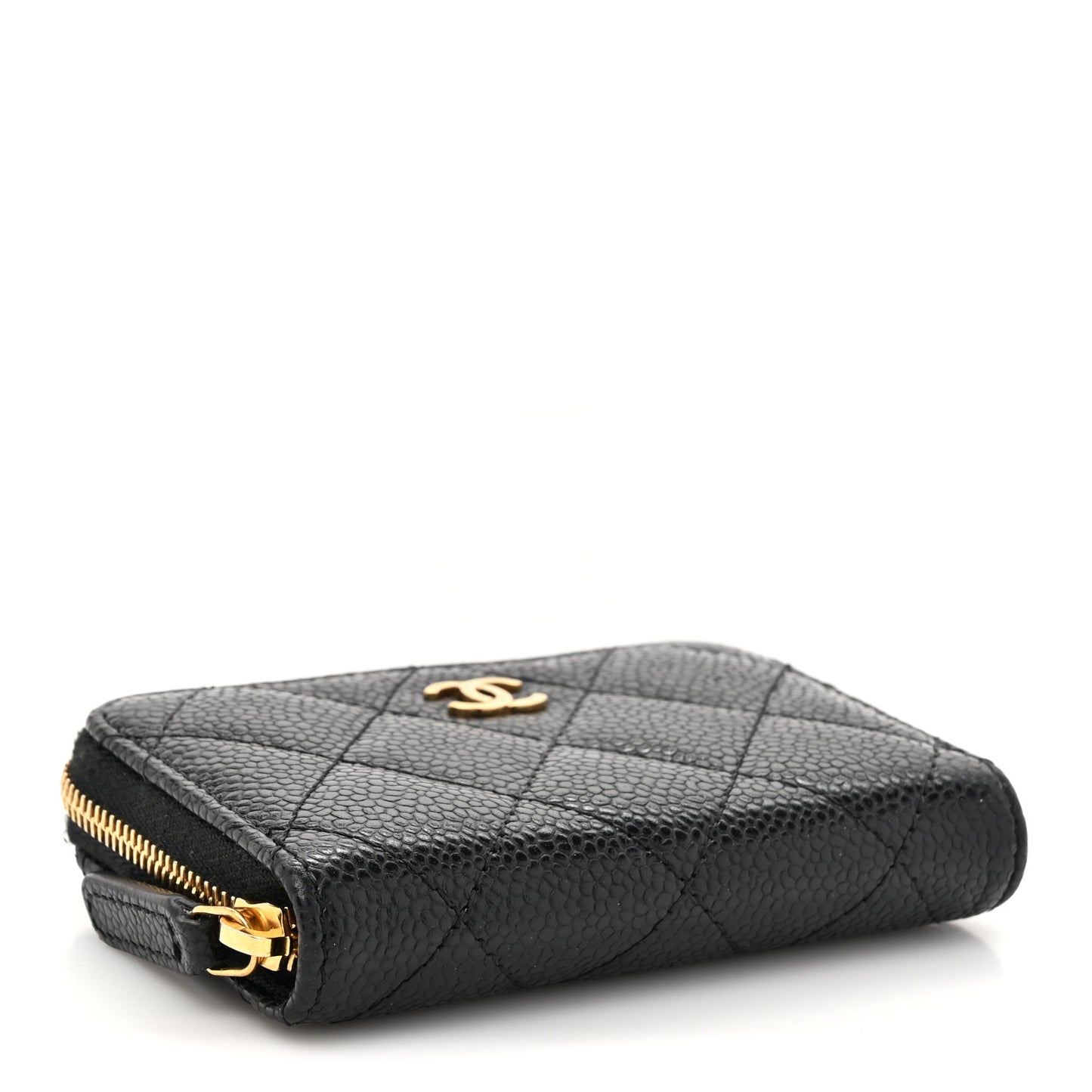 Caviar Quilted Classic Zipped Coin Purse Black