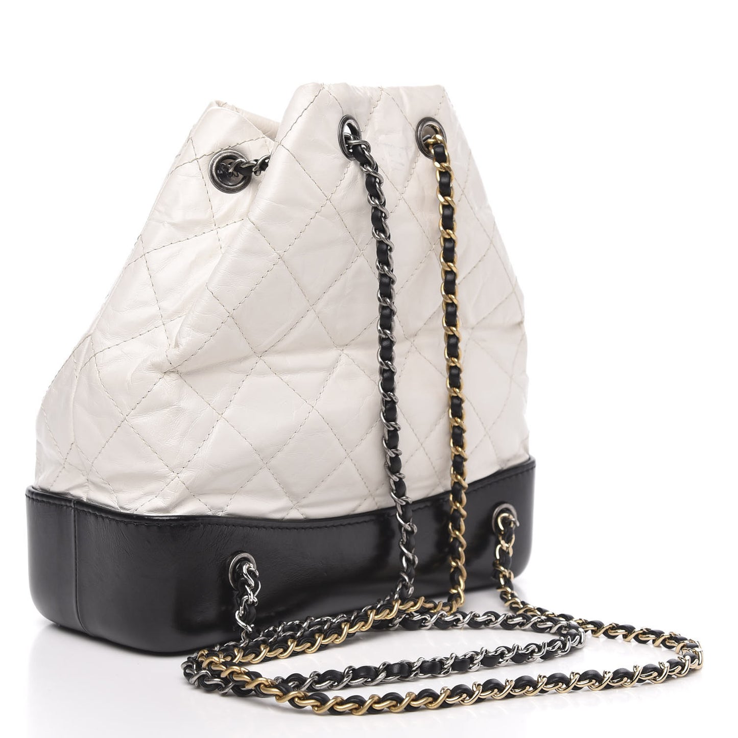 Aged Calfskin Quilted Small Gabrielle Backpack Black White