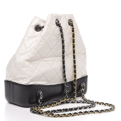 Chanel Aged Calfskin Quilted Small Gabrielle Backpack Black White 2 of 12