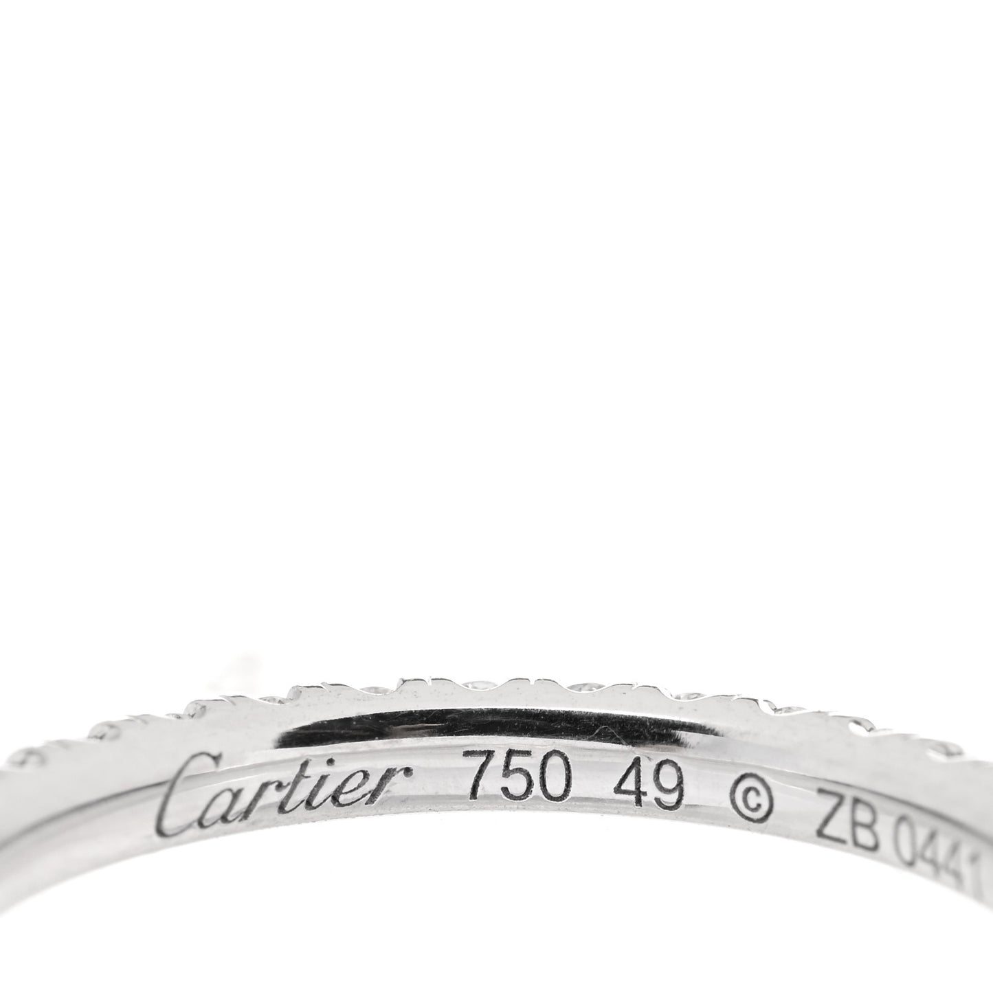 18K White Gold Diamond 2mm Etincelle de Cartier Wedding Band Ring 49 5