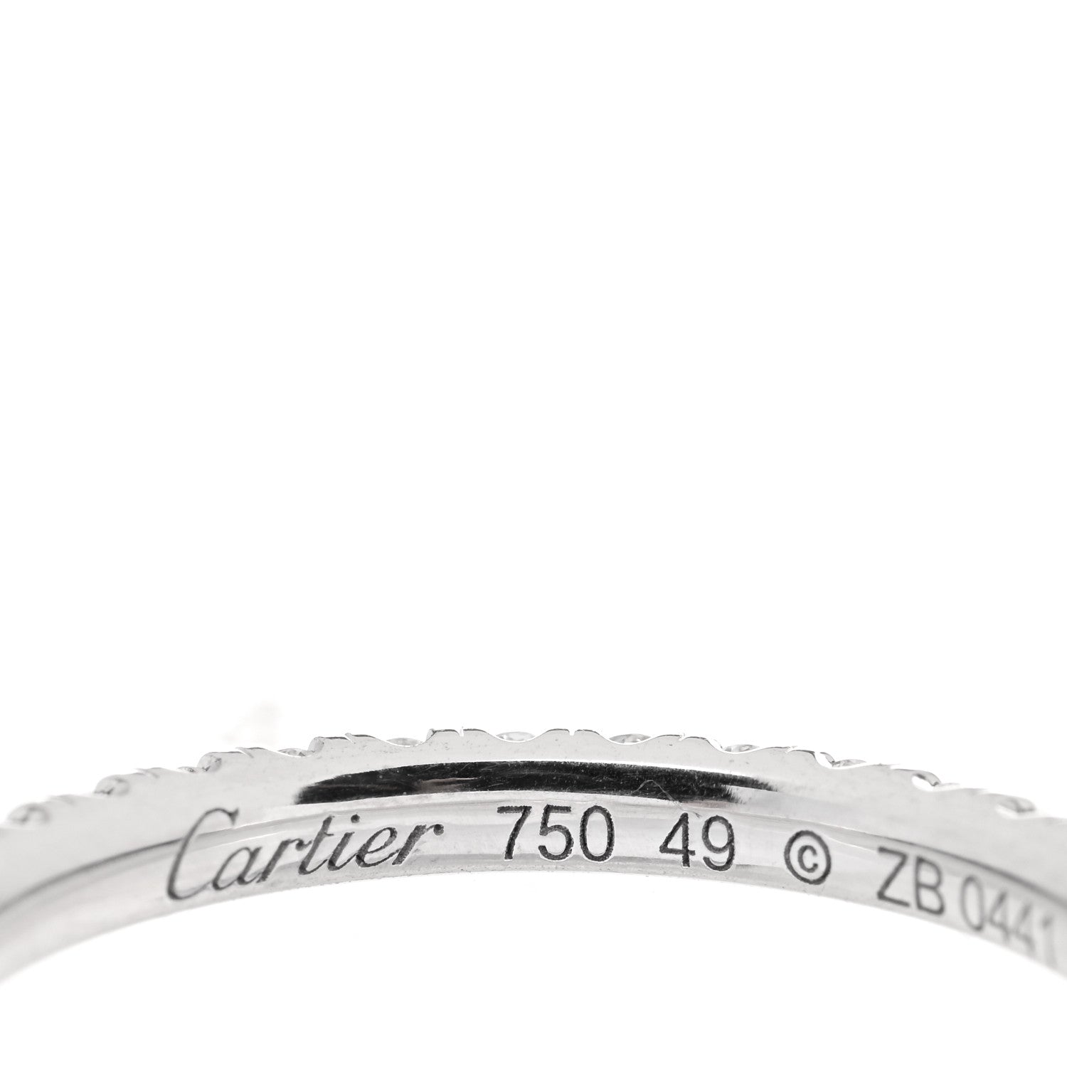 Cartier 18K White Gold Diamond 2mm Etincelle de Cartier Wedding Band Ring 49 5 4 of 5