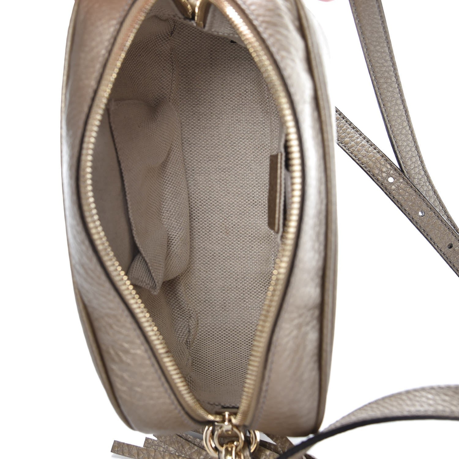 Gucci Metallic Pebbled Calfskin Small Soho Disco Bag Golden Beige 5 of 7