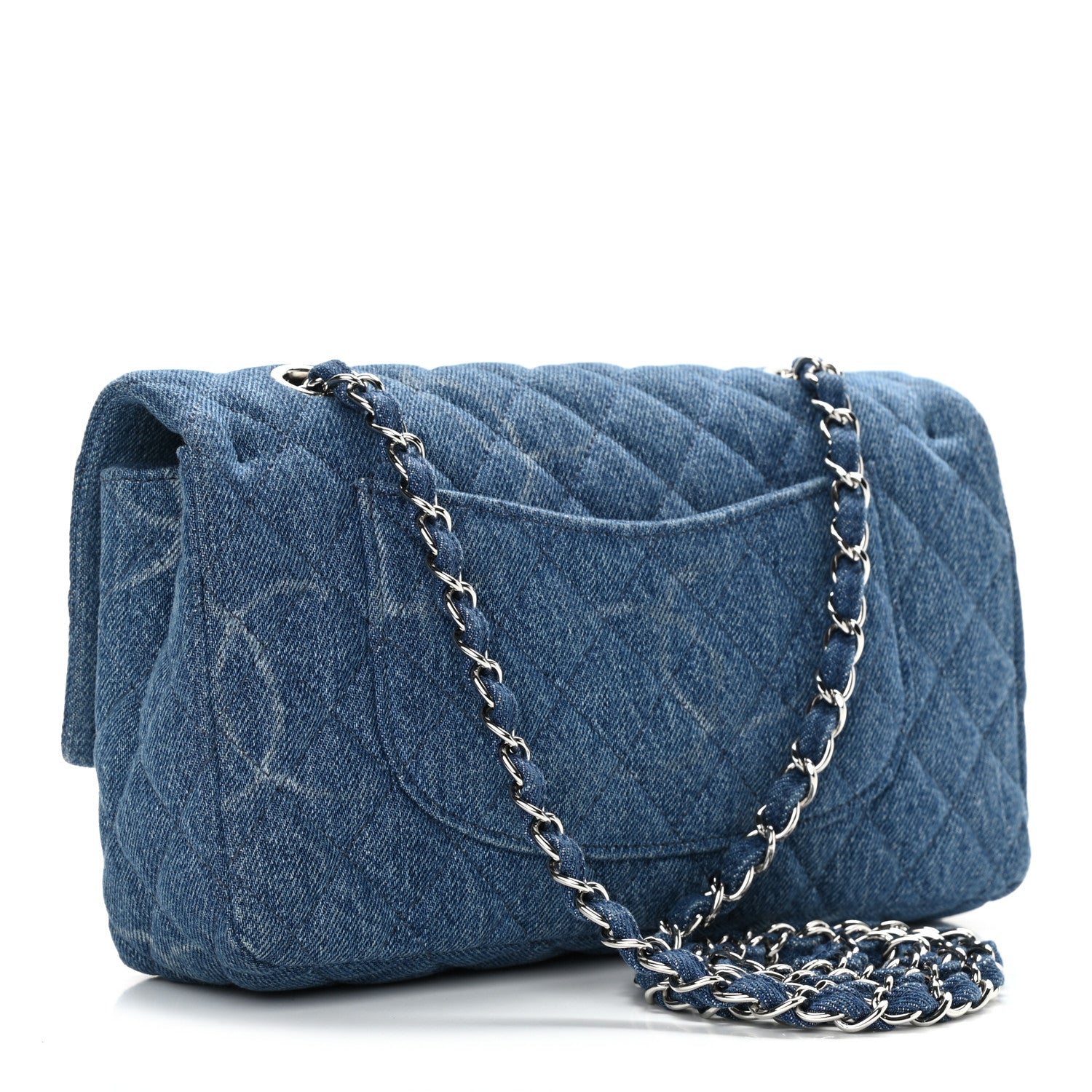 Chanel Denim Quilted CC Print Medium Single Flap Blue 2 of 11