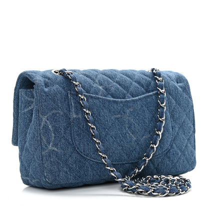 Chanel Denim Quilted CC Print Medium Single Flap Blue 2 of 11