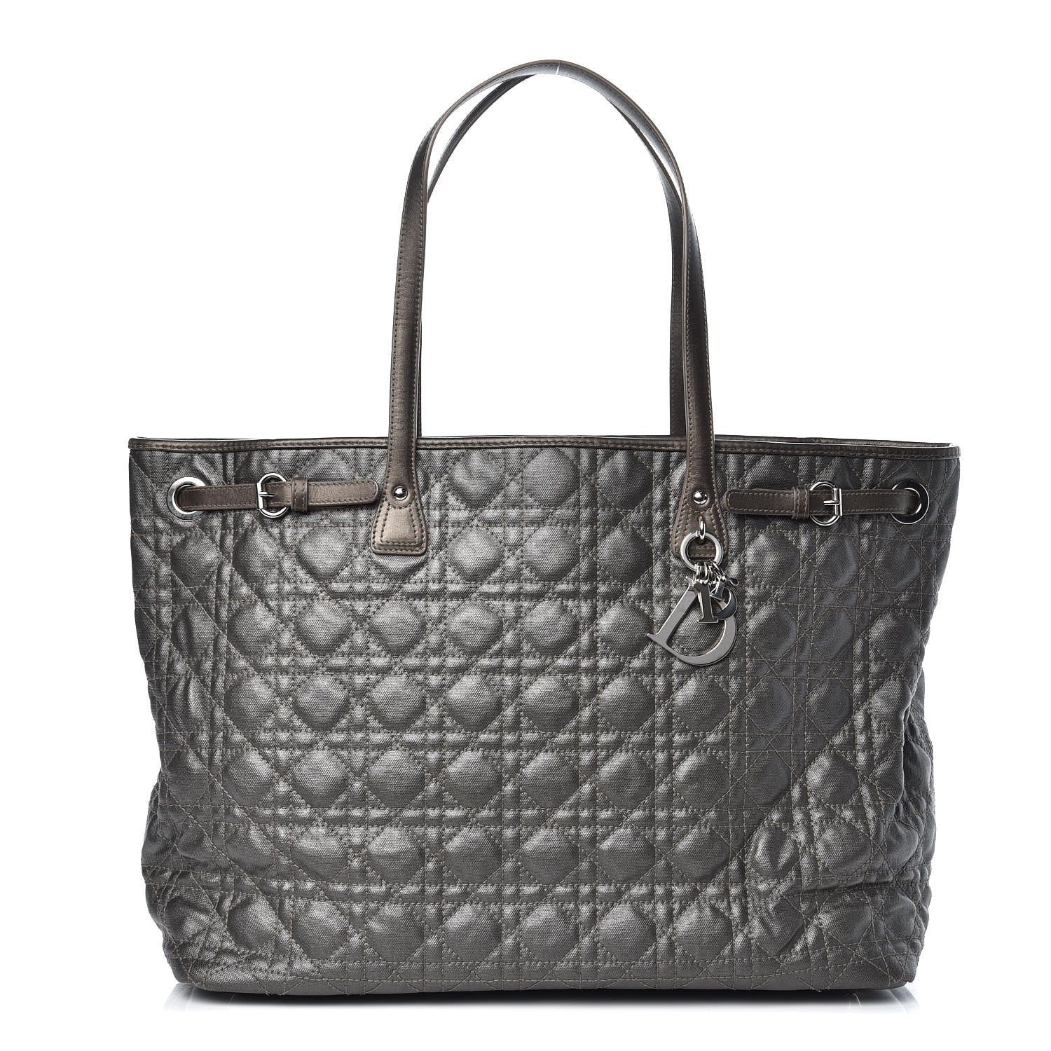 Christian Dior Coated Canvas Cannage Large Panarea Tote Grey 1 of 10