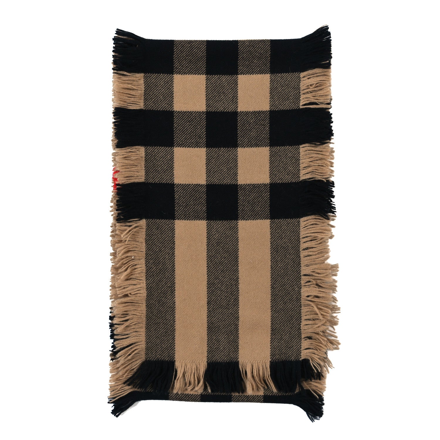 Burberry Wool Check Happy Fringe Scarf Beige 2 of 4
