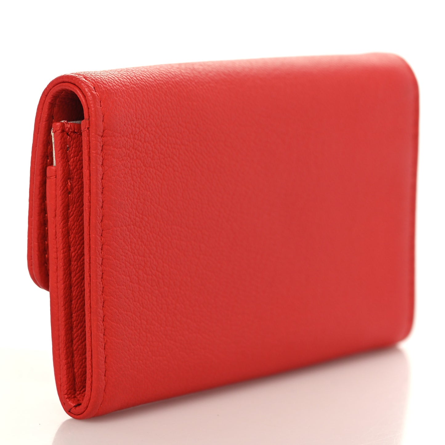 Goatskin CC Flap Card Holder Red