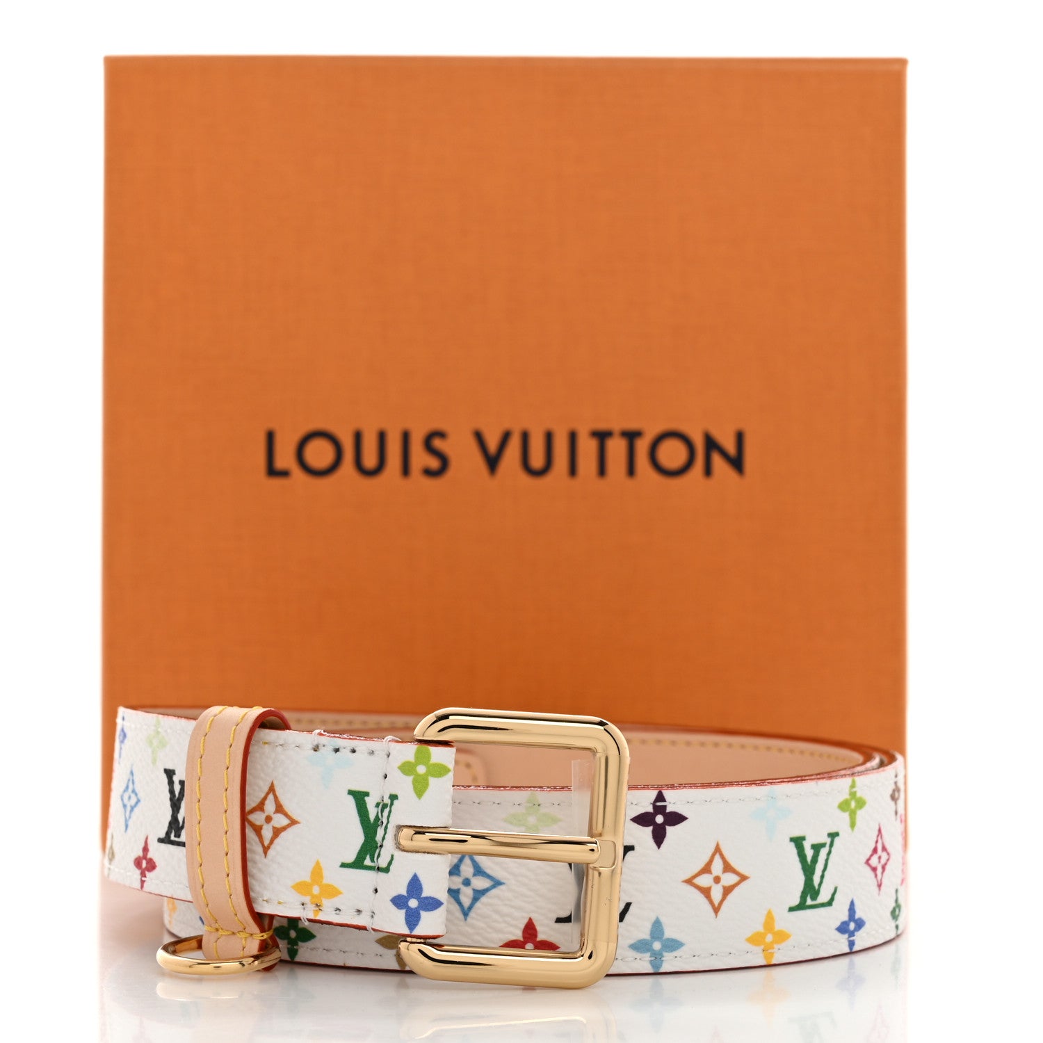 Louis Vuitton ホワイト ベルト 85/34 Louis Vuitton LV X TM Monogram Multicolor D Ring Belt 85 34 White