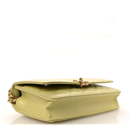 Chanel Calfskin Quilted Perfect Fit Wallet On Chain WOC Yellow 4 of 13