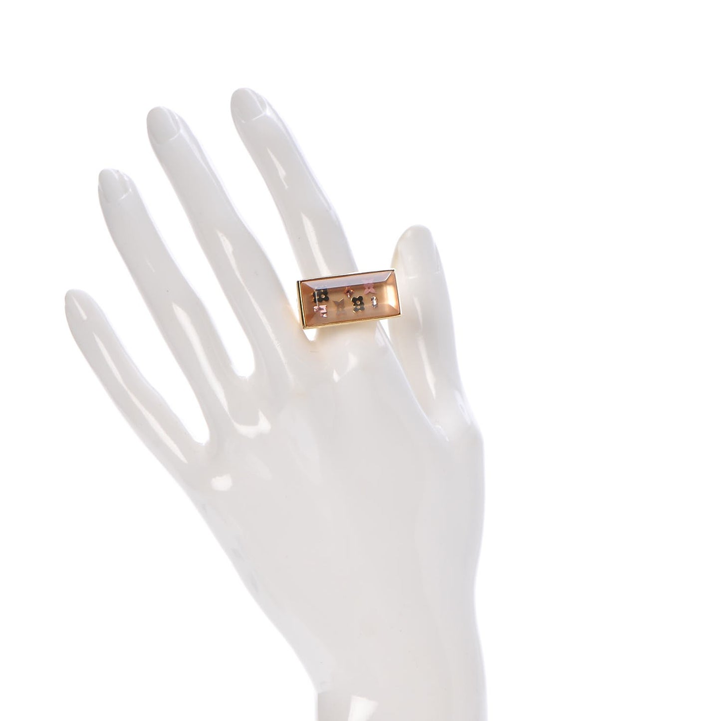 Resin Swarovski Crystal Inclusion Ring 6.5 Gold