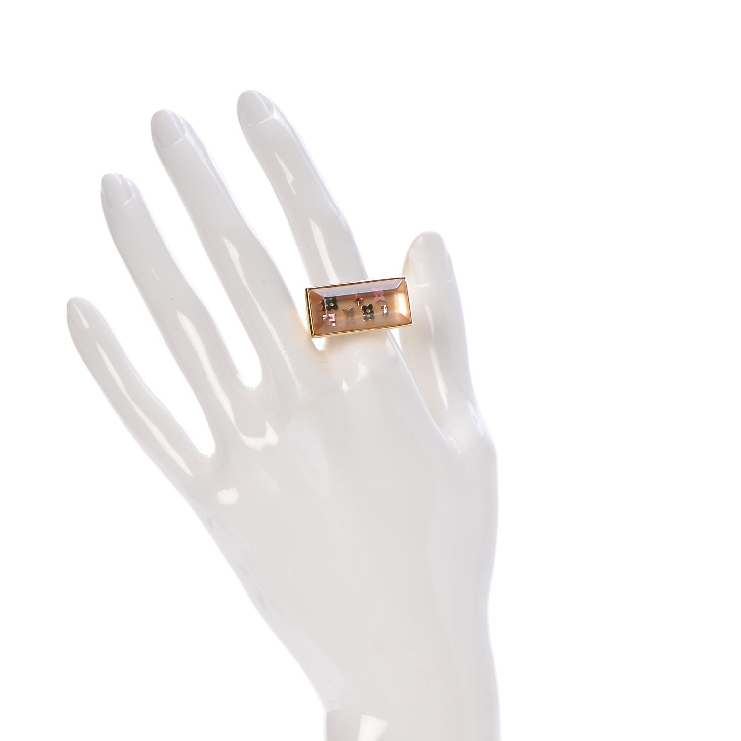 Louis Vuitton Resin Swarovski Crystal Inclusion Ring 6.5 Gold 2 of 6