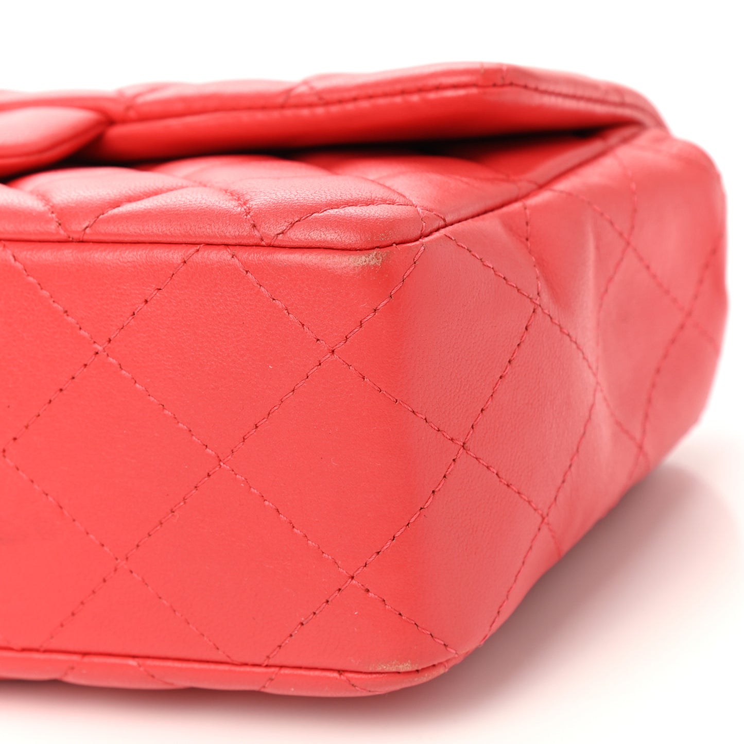 Lambskin Quilted Mini Rectangular Flap Red