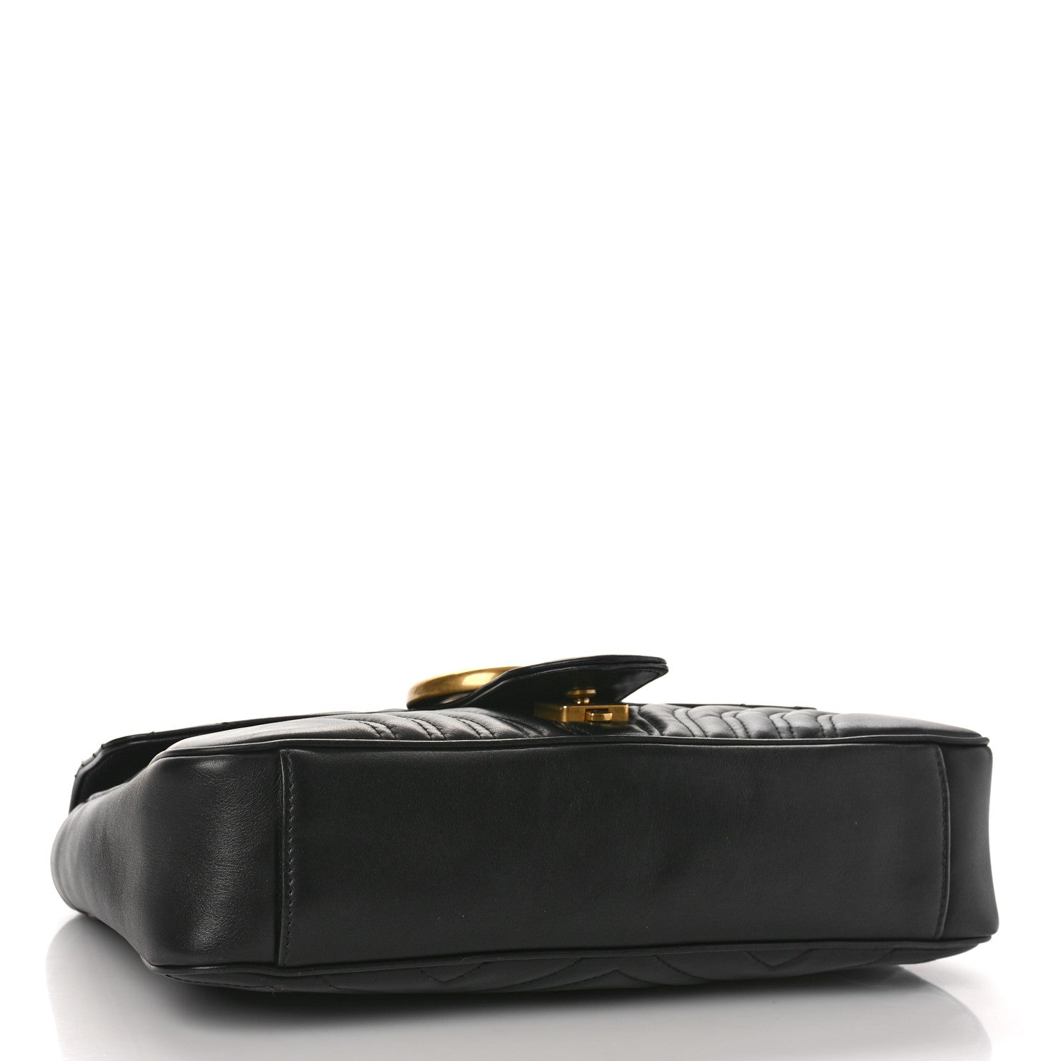Gucci Calfskin Matelasse Medium GG Marmont Shoulder Bag Black 4 of 11